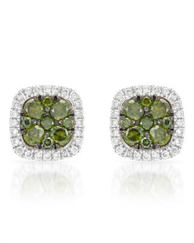 14k White Gold 0.50CTW Diamond and Green Dia Earring, (SI/H)