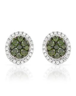 14k White Gold 0.47CTW Diamond and Green Dia Earring, (SI/H)