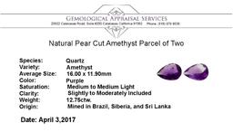 12.75 ctw. Natural Pear Cut Amethyst Parcel of Two