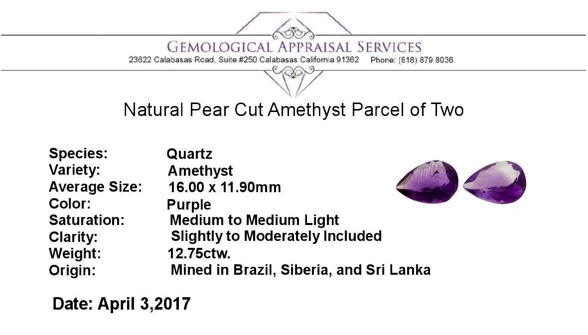 12.75 ctw. Natural Pear Cut Amethyst Parcel of Two