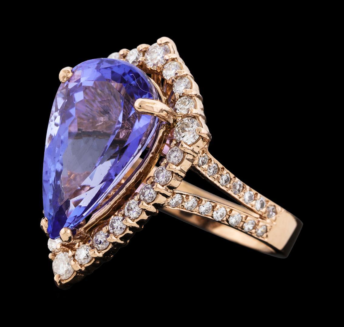 8.62 ctw Tanzanite and Diamond Ring - 14KT Rose Gold