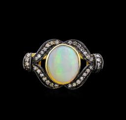 4.40 ctw Opal and Diamond Ring - 18KT Yellow Gold