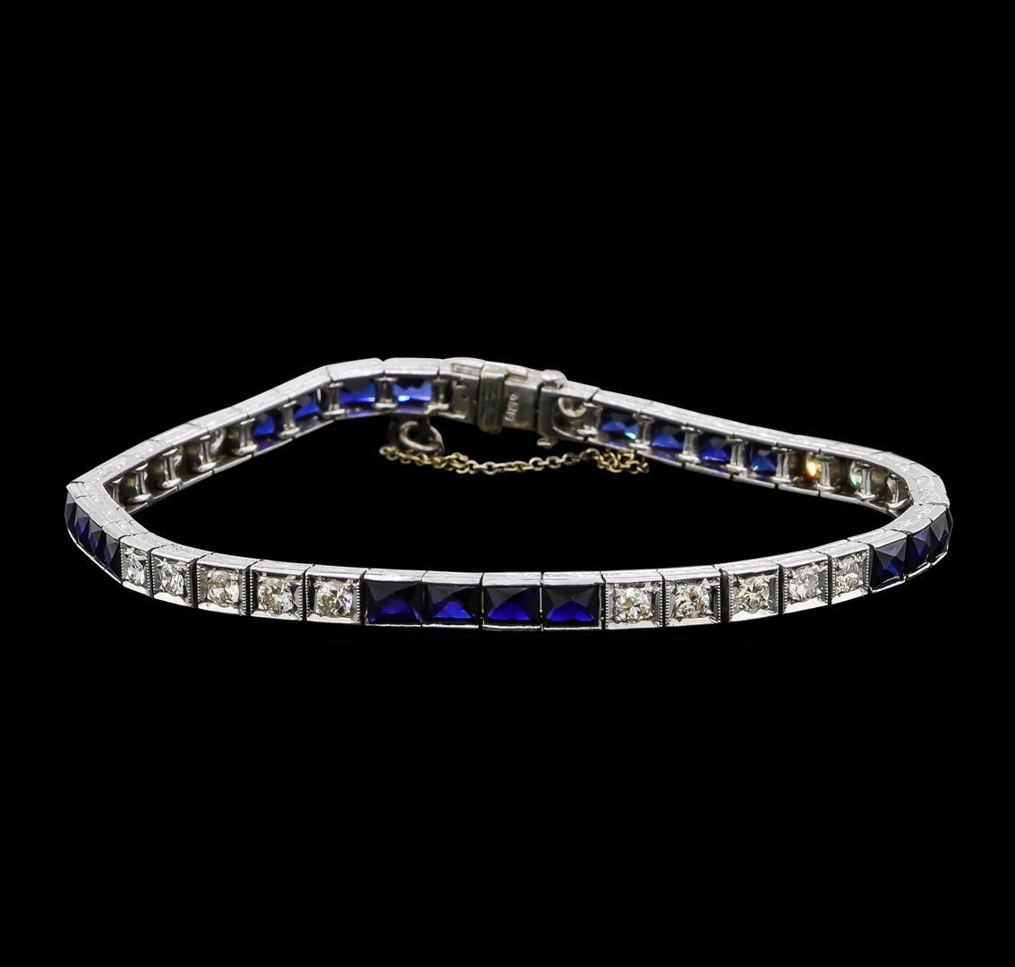 6.80 ctw Sapphire and Diamond Bracelet - Platinum