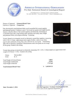 6.80 ctw Sapphire and Diamond Bracelet - Platinum