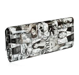 Black and White Fashionista Patent Oversized Clutch