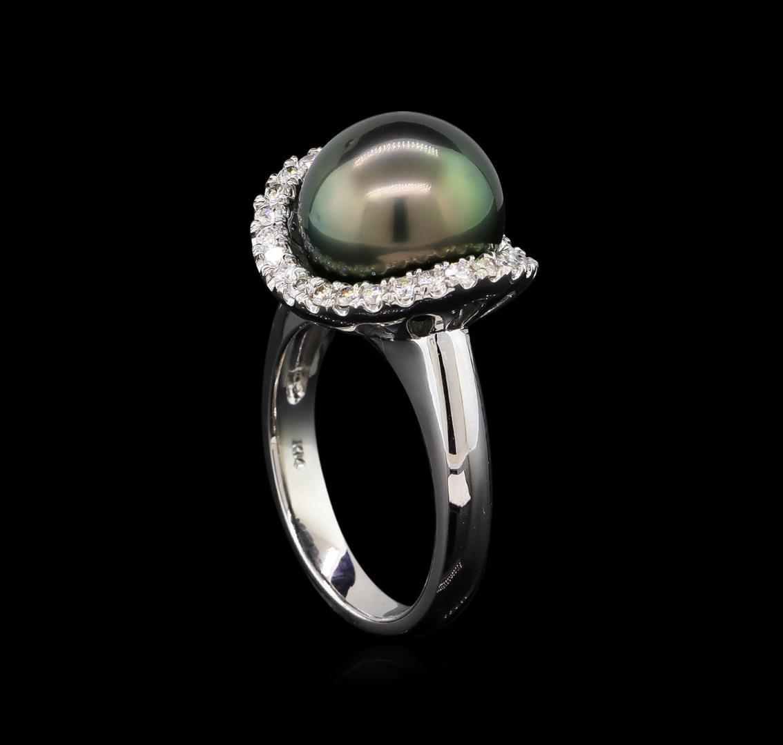 1.46 ctw Pearl and Diamond Ring - 14KT White Gold