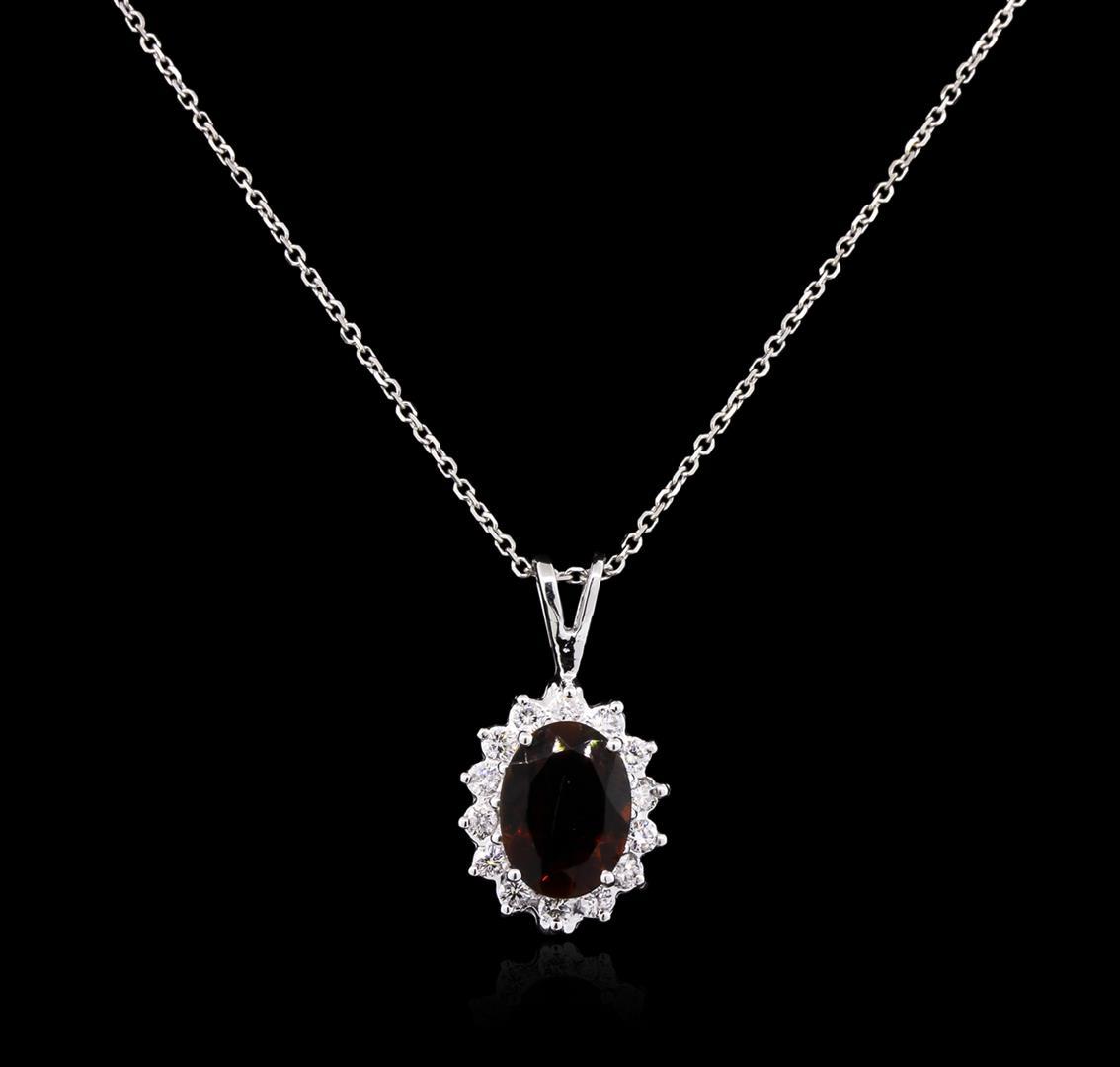 2.53 ctw Tourmaline and Diamond Pendant With Chain - 14KT White Gold