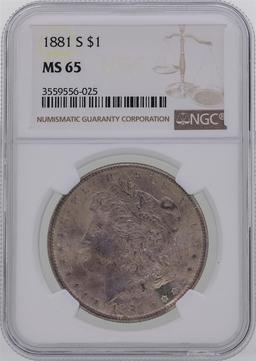 1881-S $1 Morgan Silver Dollar Coin NGC MS65 Amazing Toning