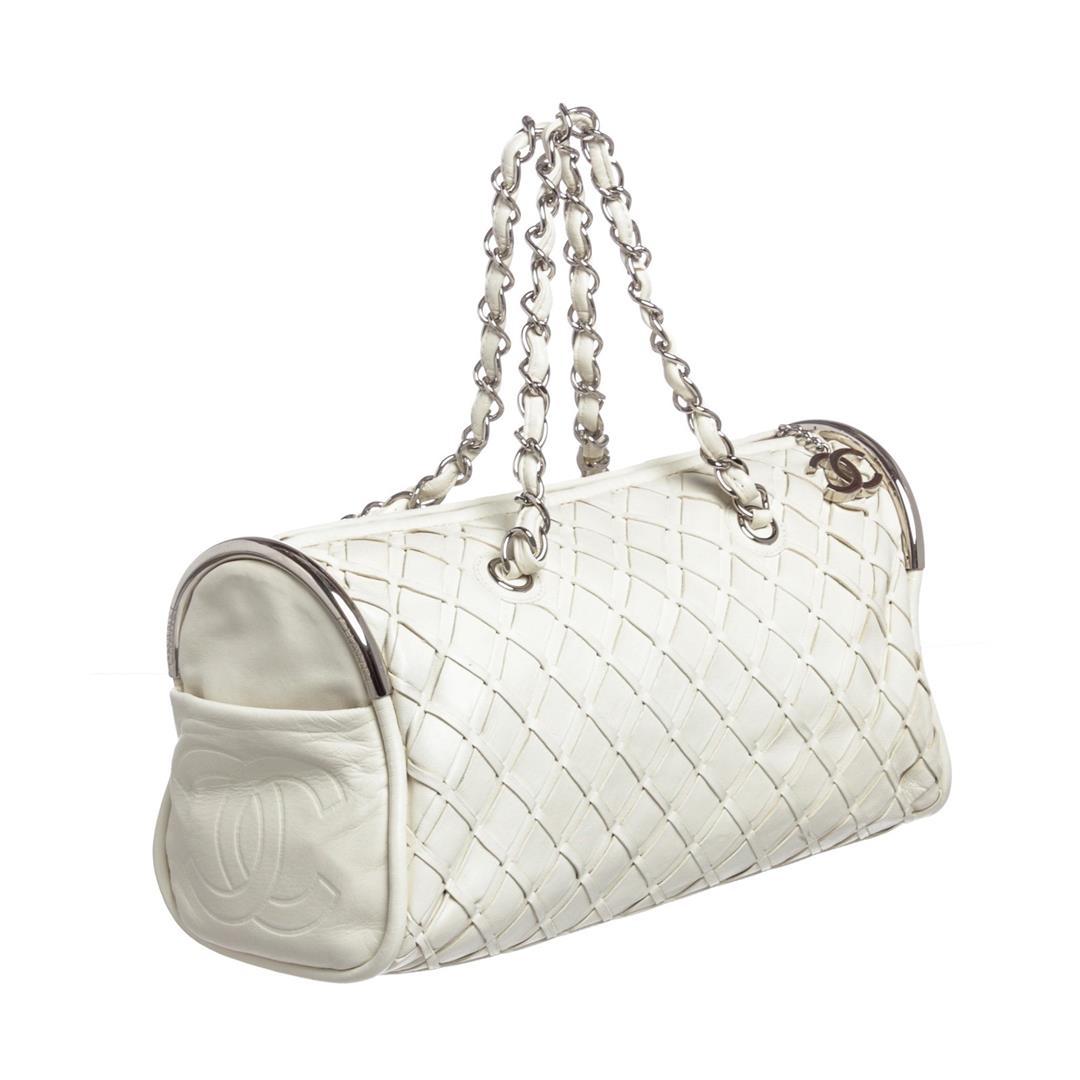 Chanel White Ultimate Soft Leather Sombrero Bowler Bag