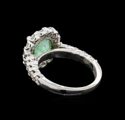 2.61 ctw Emerald and Diamond Ring - 14KT White Gold