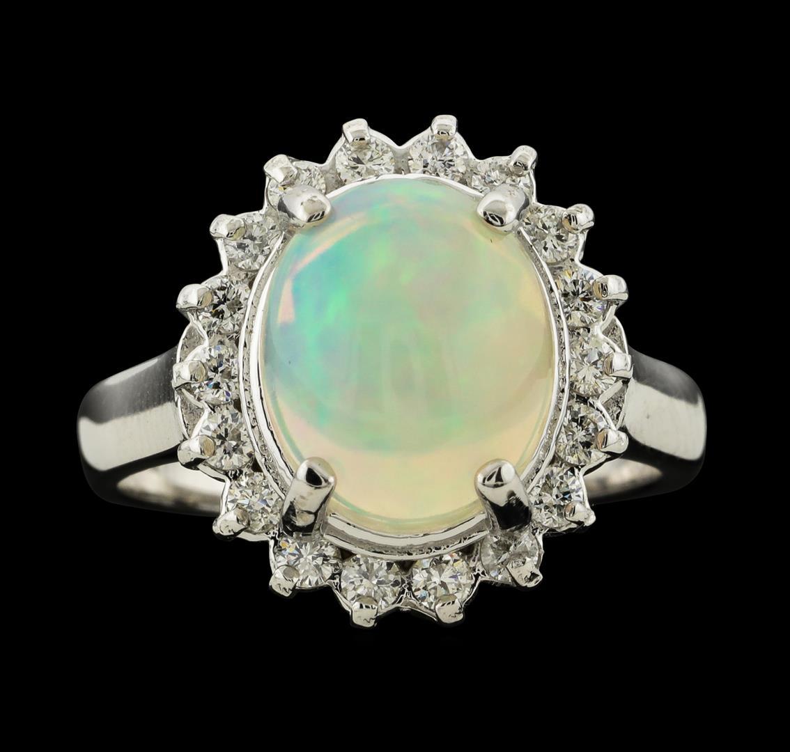 2.66 ctw Opal and Diamond Ring - 14KT White Gold
