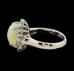 2.66 ctw Opal and Diamond Ring - 14KT White Gold