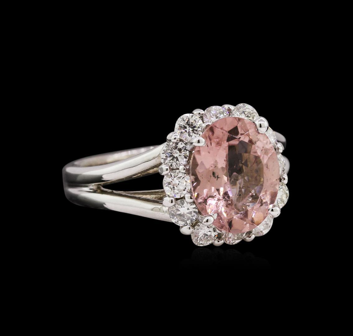 2.48 ctw Pink Tourmaline and Diamond Ring - 14KT White Gold