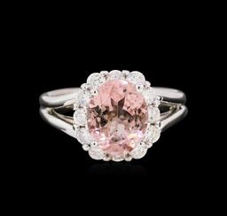 2.48 ctw Pink Tourmaline and Diamond Ring - 14KT White Gold