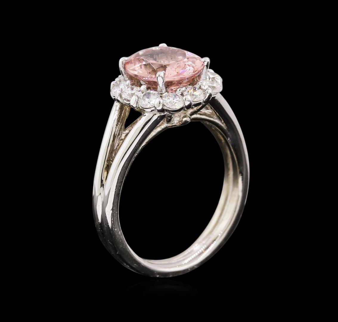 2.48 ctw Pink Tourmaline and Diamond Ring - 14KT White Gold