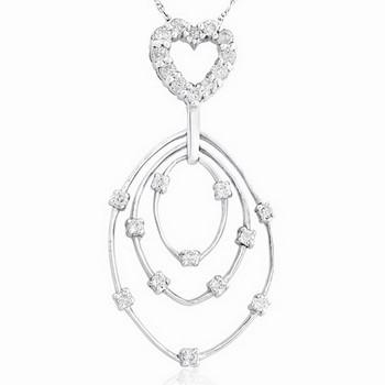 18k White Gold 0.51CTW Diamond Pendant, (H-I)