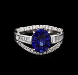 1.10 ctw Blue Sapphire and Diamond Ring - 18KT White Gold