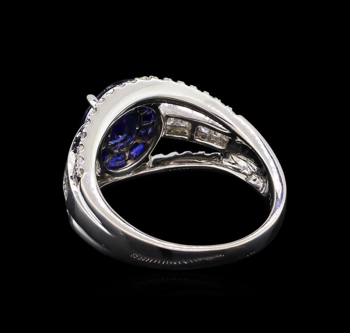 1.10 ctw Blue Sapphire and Diamond Ring - 18KT White Gold