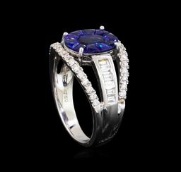 1.10 ctw Blue Sapphire and Diamond Ring - 18KT White Gold