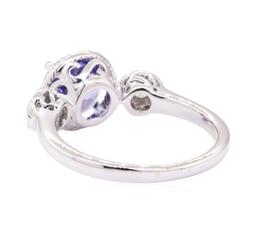 2.08 ctw Blue Sapphire and Diamond Ring - 14KT White Gold