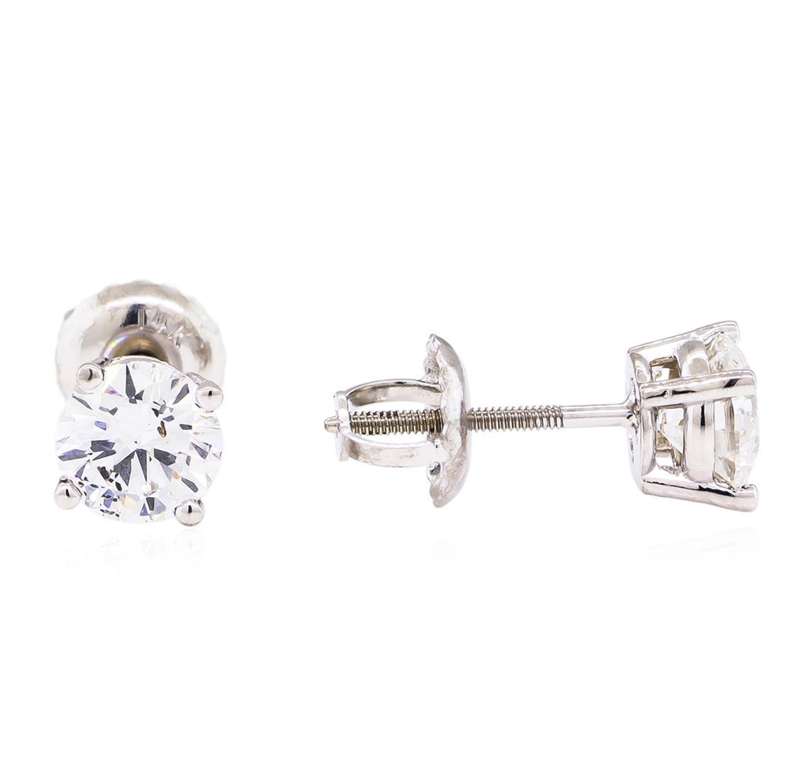 1.10 ctw Diamond Stud Earrings - 14KT White Gold