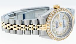 Rolex Ladies 2 Tone 14K MOP String Diamond Datejust Wristwatch