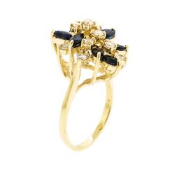 1.20 ctw Sapphire and Diamond Ring - 14KT Yellow Gold