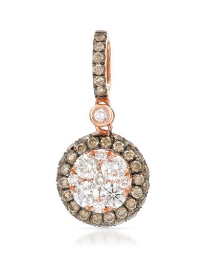 14k Rose Gold 0.89CTW Diamond and Brown Diamonds Pendant, (SI/H)