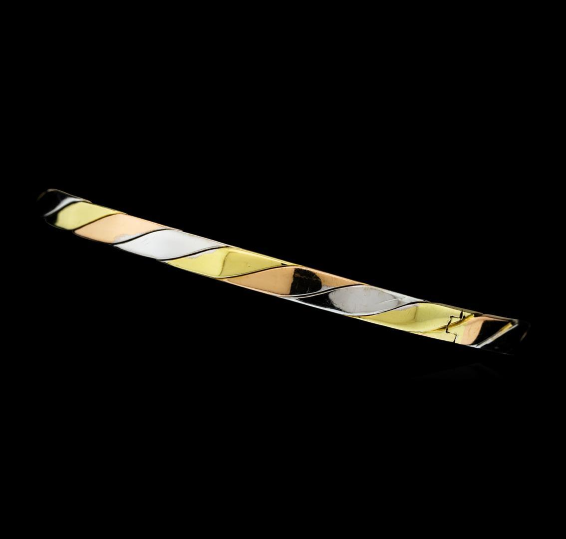 14KT Tri Color Gold Twisted Metal Bangle Bracelet