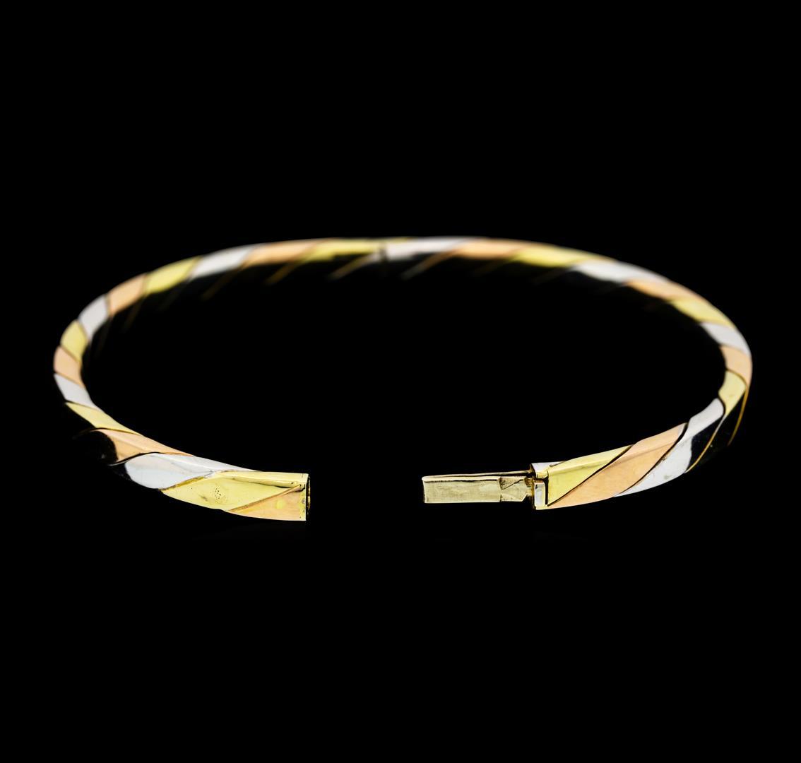 14KT Tri Color Gold Twisted Metal Bangle Bracelet