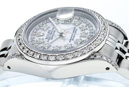 Rolex Ladies Stainless Steel 26MM MOP Diamond Lugs Datejust Wristwatch