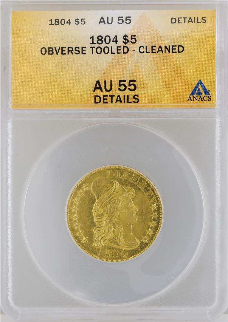 1804 $5 Half Eagle Gold Coin ANACS MS55