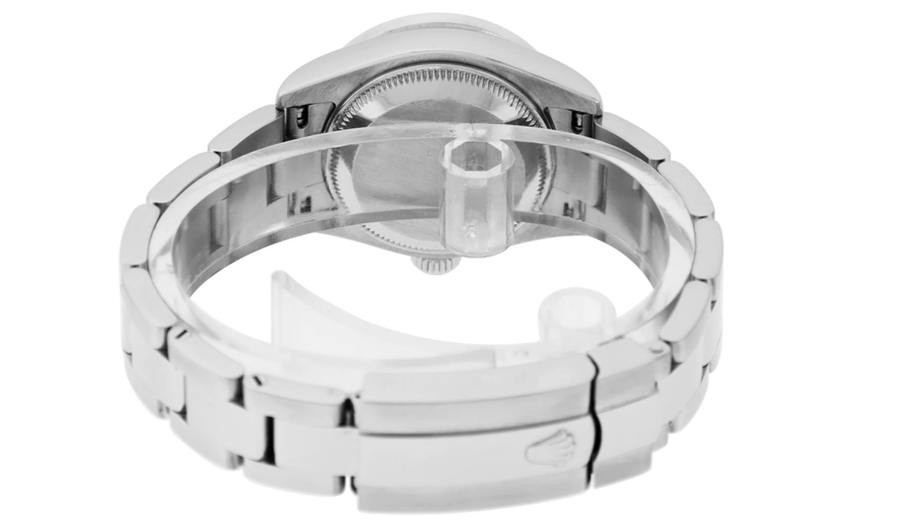 Rolex Ladies Stainless Steel Quickset Pink String Diamond Datejust Wristwatch