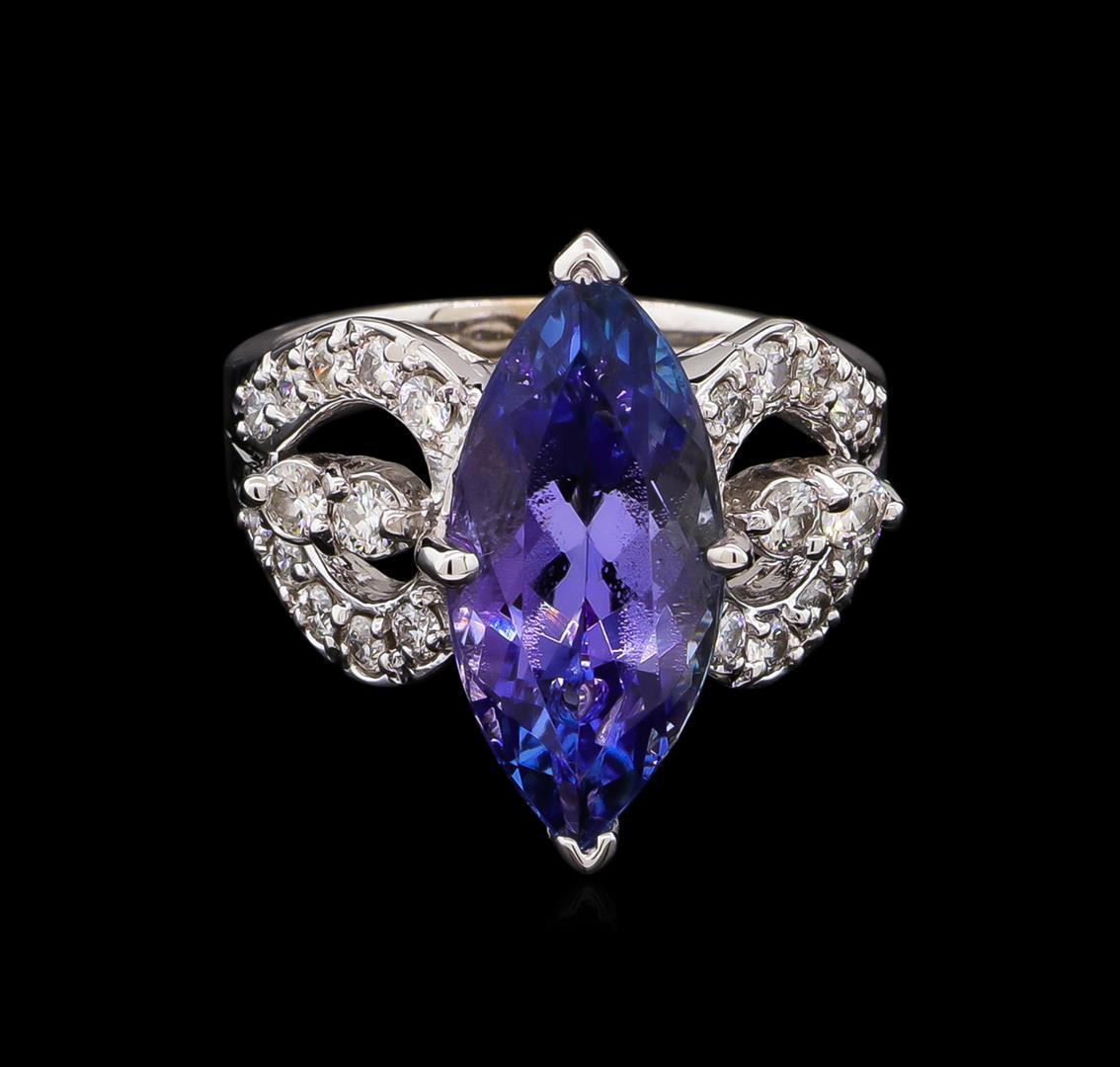 6.70 ctw Tanzanite and Diamond Ring - 14KT White Gold