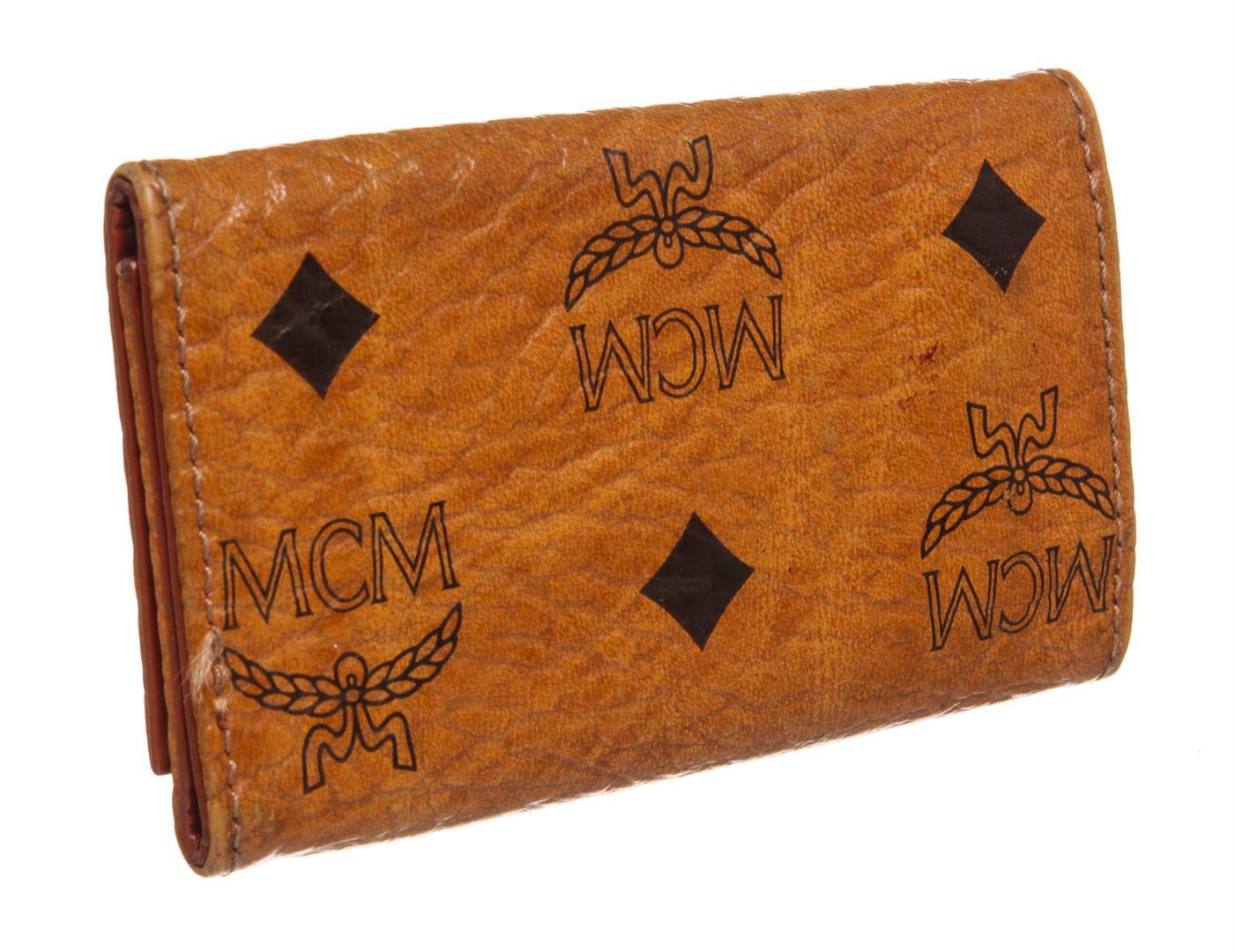 MCM Tan Cognac Canvas Leather 4 Key Holder