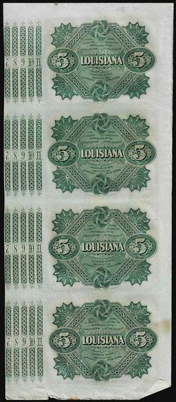 Uncut Sheet of (4) State of Louisiana Baby Bond Obsolete Notes