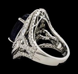 9.07 ctw Sapphire and Diamond Ring - 14KT White Gold