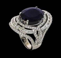 9.07 ctw Sapphire and Diamond Ring - 14KT White Gold