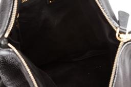 Miu Miu Black Grained Leather Fold Over Crossbody ToteBag