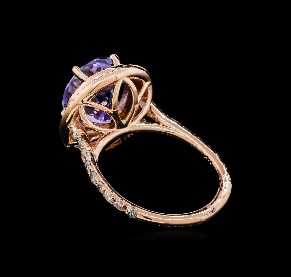 5.53 ctw Tanzanite and Diamond Ring - 14KT Rose Gold