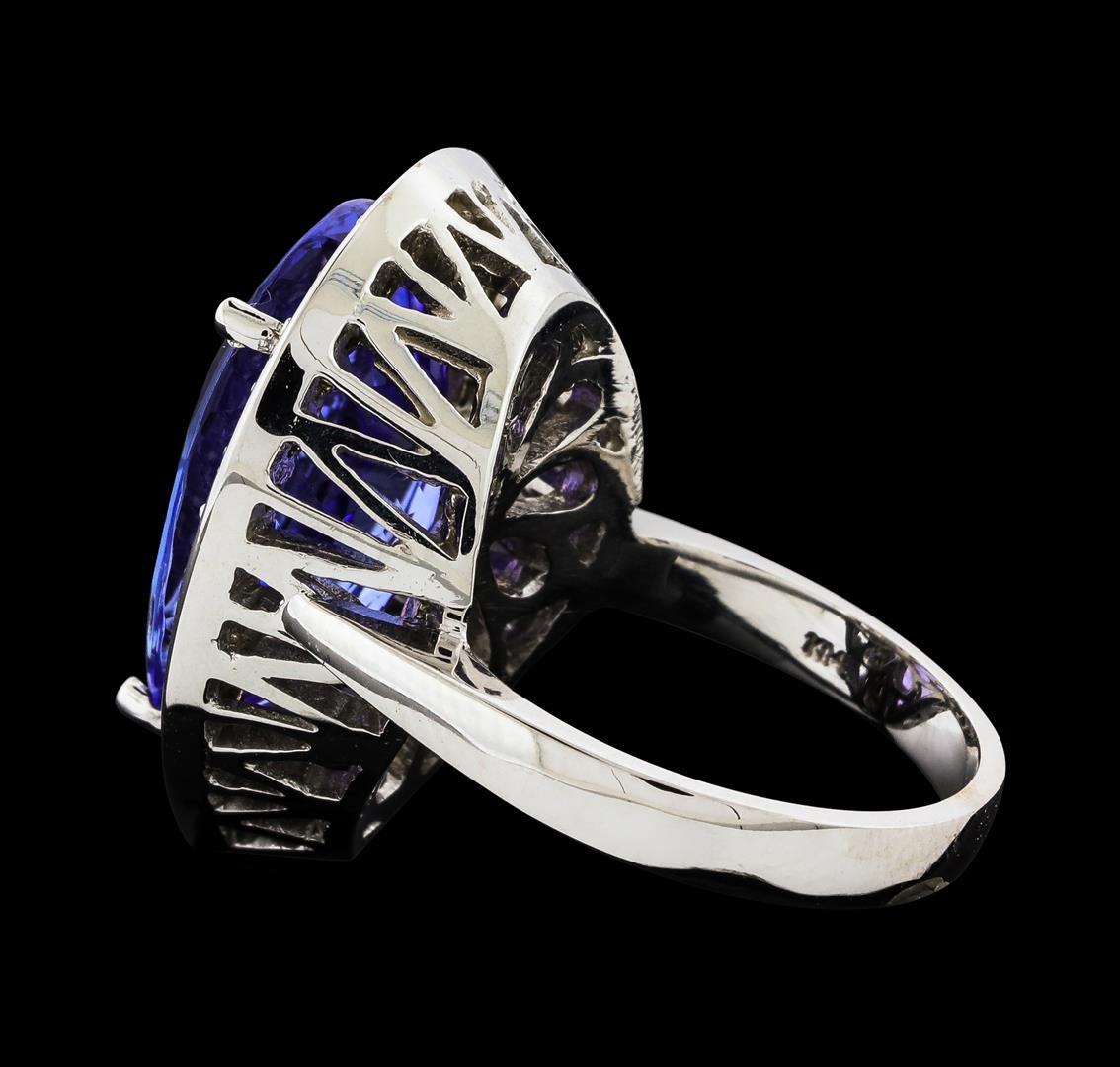 GIA Cert 11.93 ctw Tanzanite and Diamond Ring - 14KT White Gold