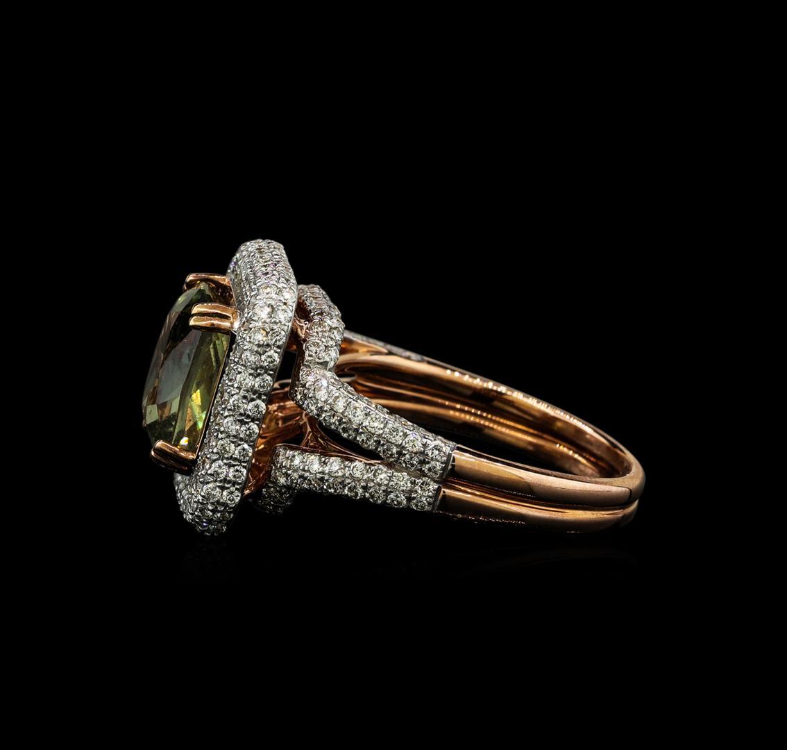 4.52 ctw Green Sapphire and Diamond Ring - 14KT Rose Gold