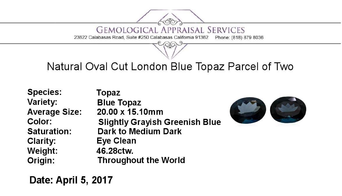 46.28 ctw. Natural Oval Cut London Blue Topaz Parcel of Two