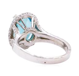 4.16 ctw Apatite And Diamond Ring - 14KT White Gold