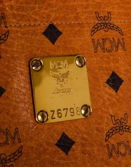 MCM Cognac Visetos Coated Canvas Leather Vintage Large Tote Bag