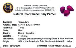 11.75 ctw Pear Mixed Ruby Parcel