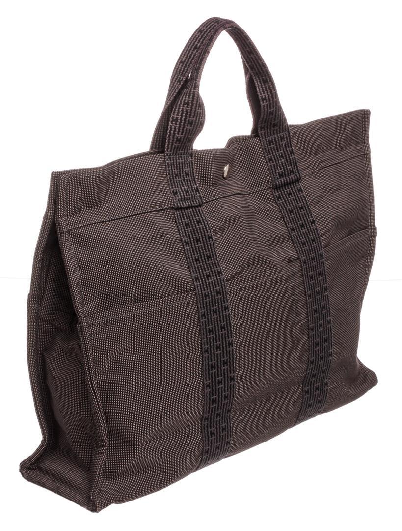 Hermes Gray Black Canvas Fourre Tout MM Tote Bag