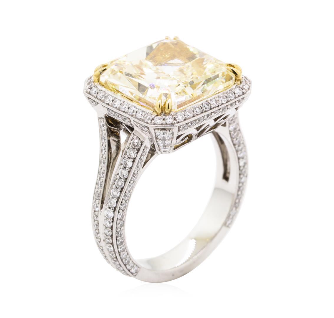 10.02 ctw Fancy Intense Yellow Diamond and White Diamond Ring - Platinum