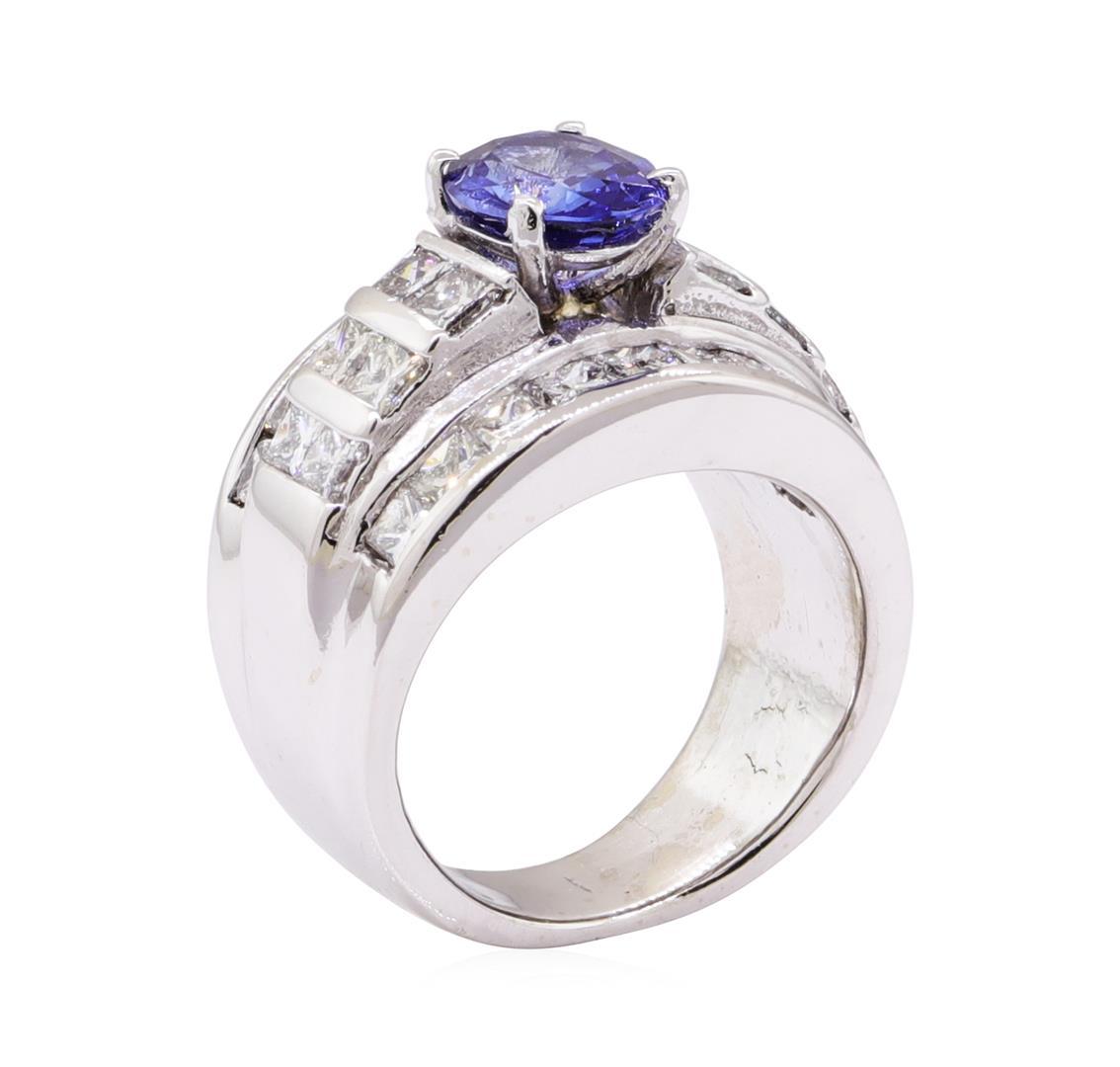 3.02 ctw Sapphire And Diamond Ring - 14KT White Gold