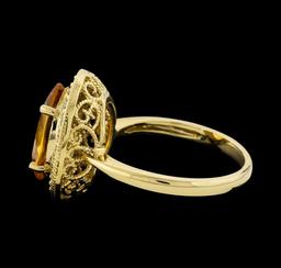 2.65 ctw Citrine and Diamond Ring - 14KT Yellow Gold